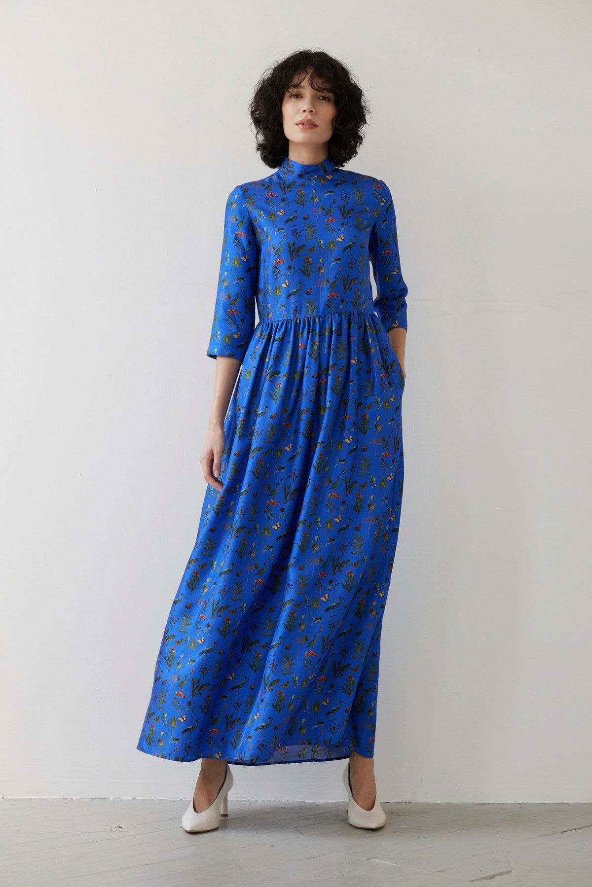 SAMPLE FW26 - Virginia Dress in Audubon Silk Twill - Electric Blue Samples CHRISTINE ALCALAY