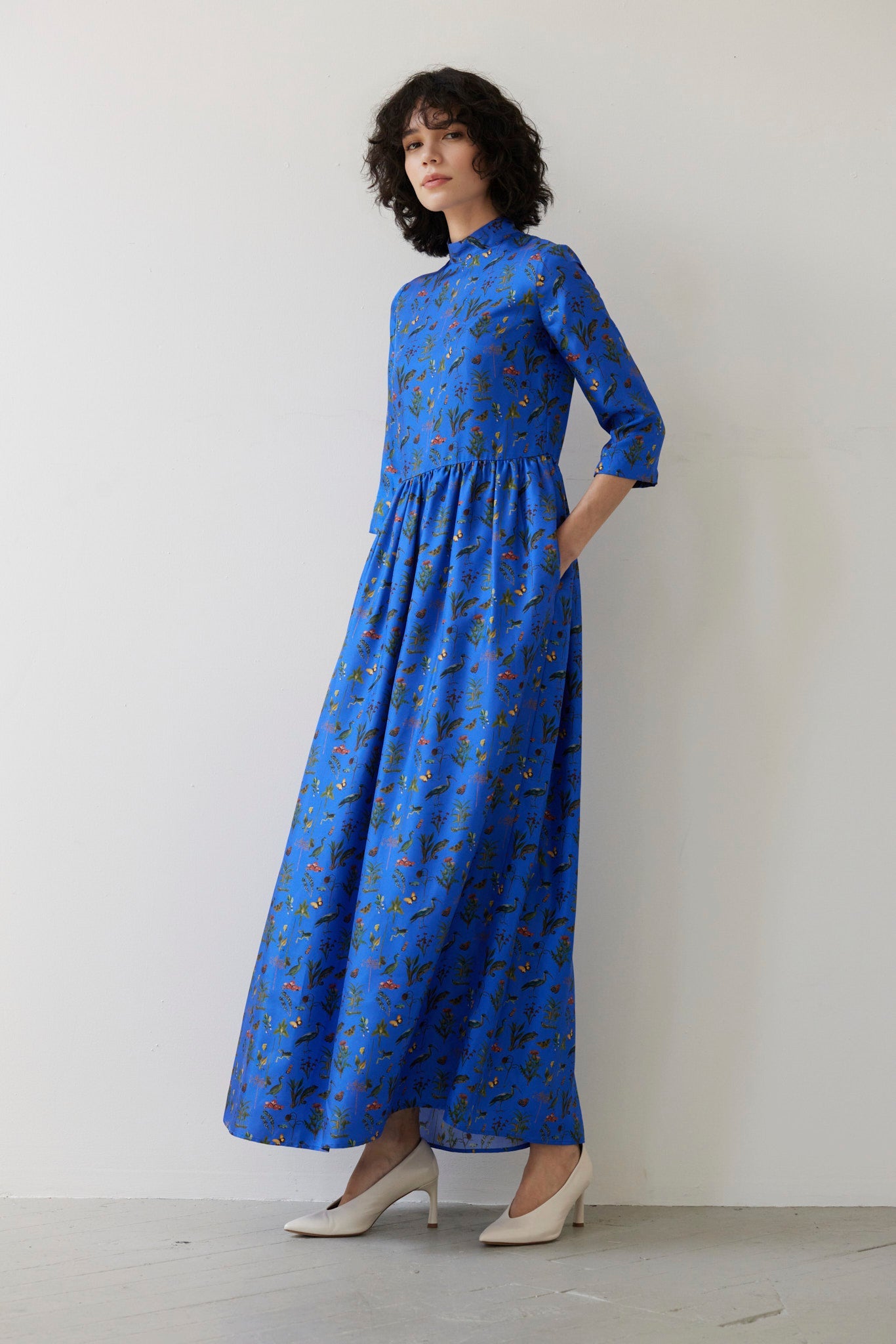 SAMPLE FW26 - Virginia Dress in Audubon Silk Twill - Electric Blue Samples CHRISTINE ALCALAY - 2