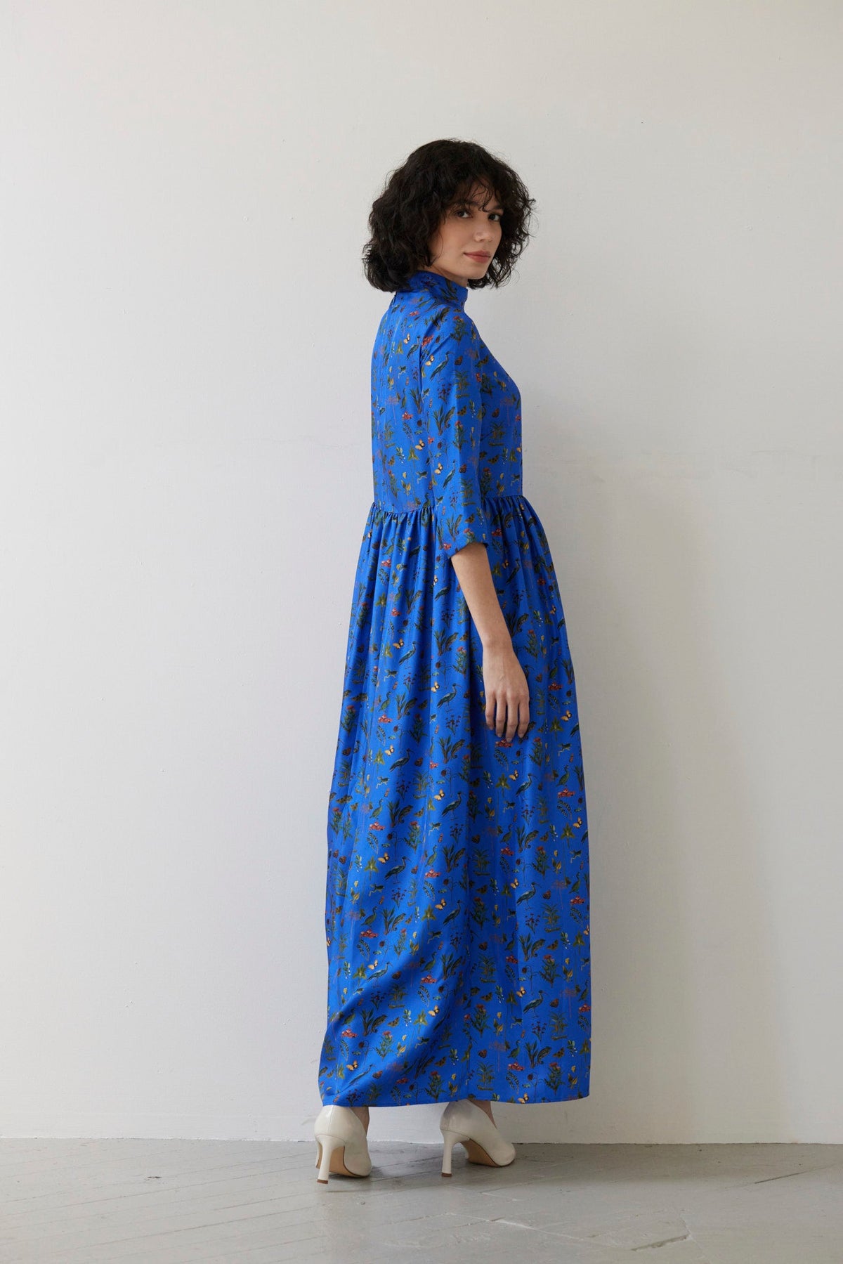 SAMPLE FW26 - Virginia Dress in Audubon Silk Twill - Electric Blue Samples CHRISTINE ALCALAY - 5