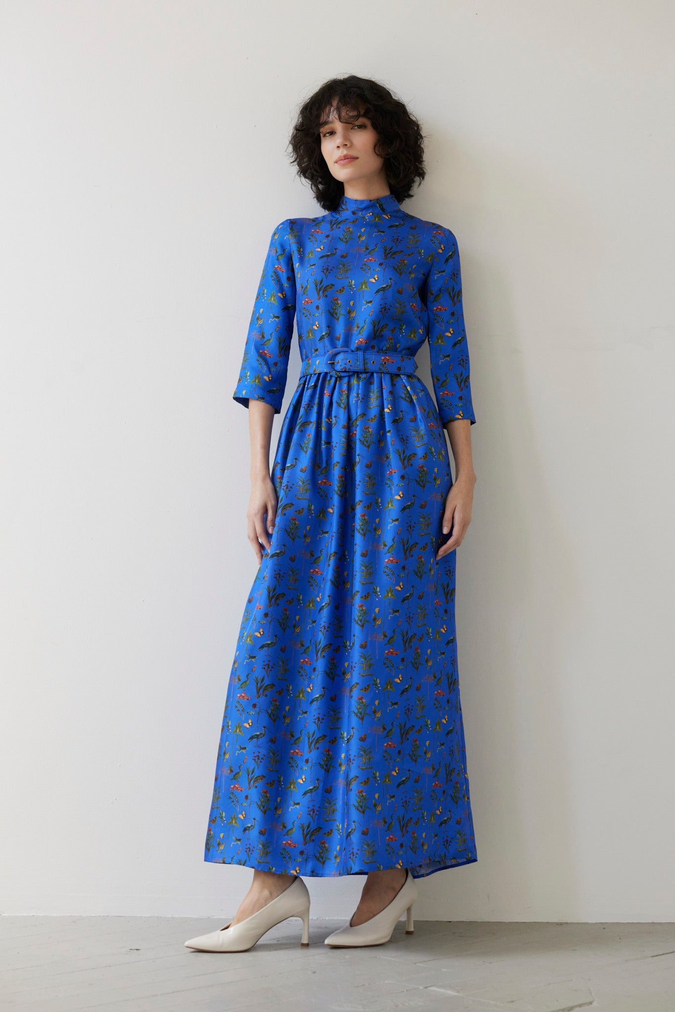 SAMPLE FW26 - Virginia Dress in Audubon Silk Twill - Electric Blue Samples CHRISTINE ALCALAY - 4