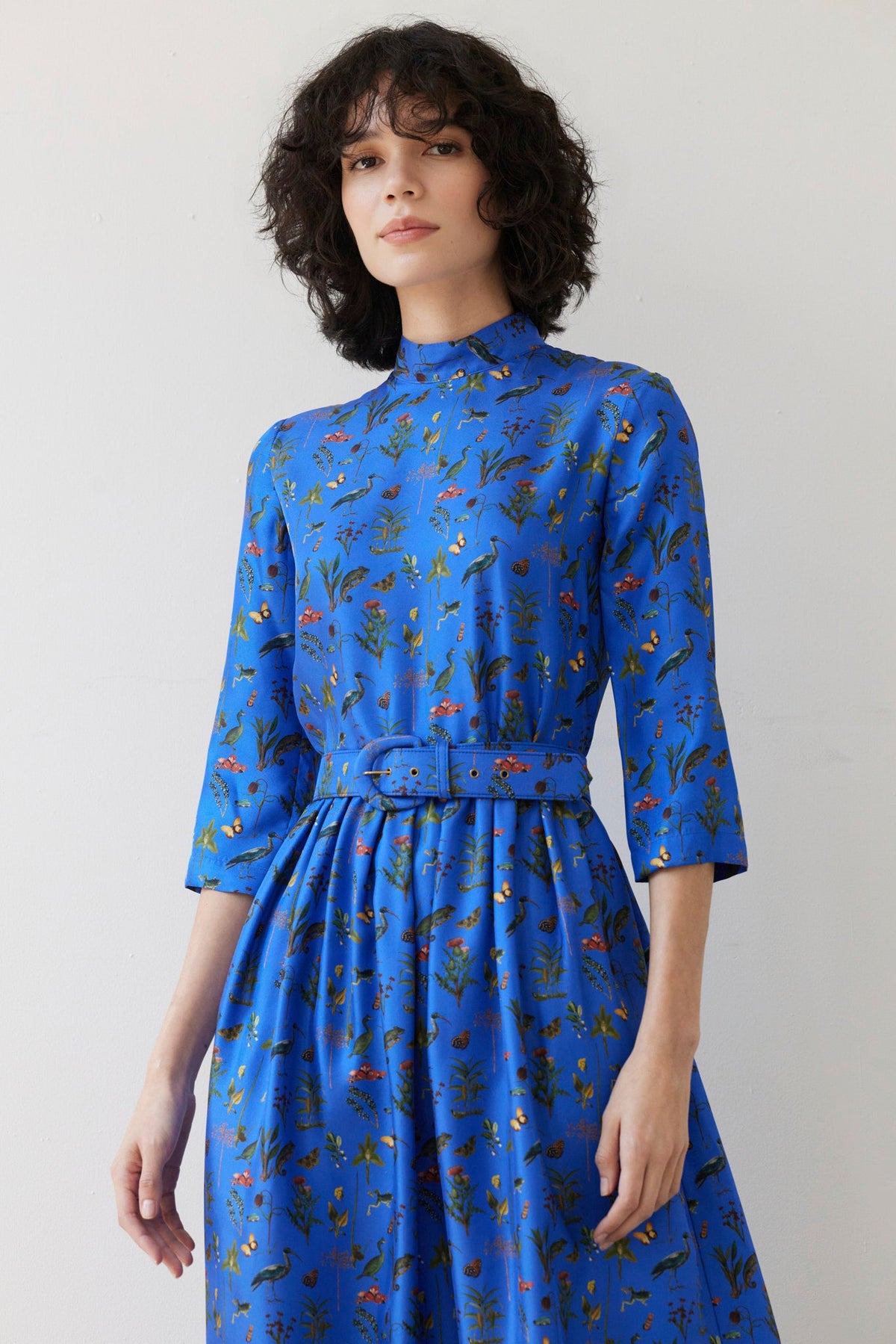 SAMPLE FW26 - Virginia Dress in Audubon Silk Twill - Electric Blue Samples CHRISTINE ALCALAY - 3