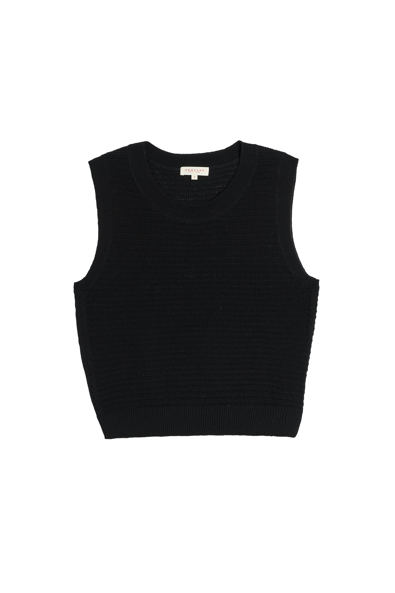 Andrea Pointelle Rib Cotton Top Tops DEMYLEE New York Black S