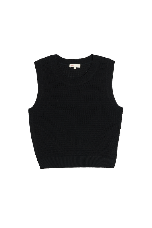 Andrea Pointelle Rib Cotton Top Tops DEMYLEE New York Black S