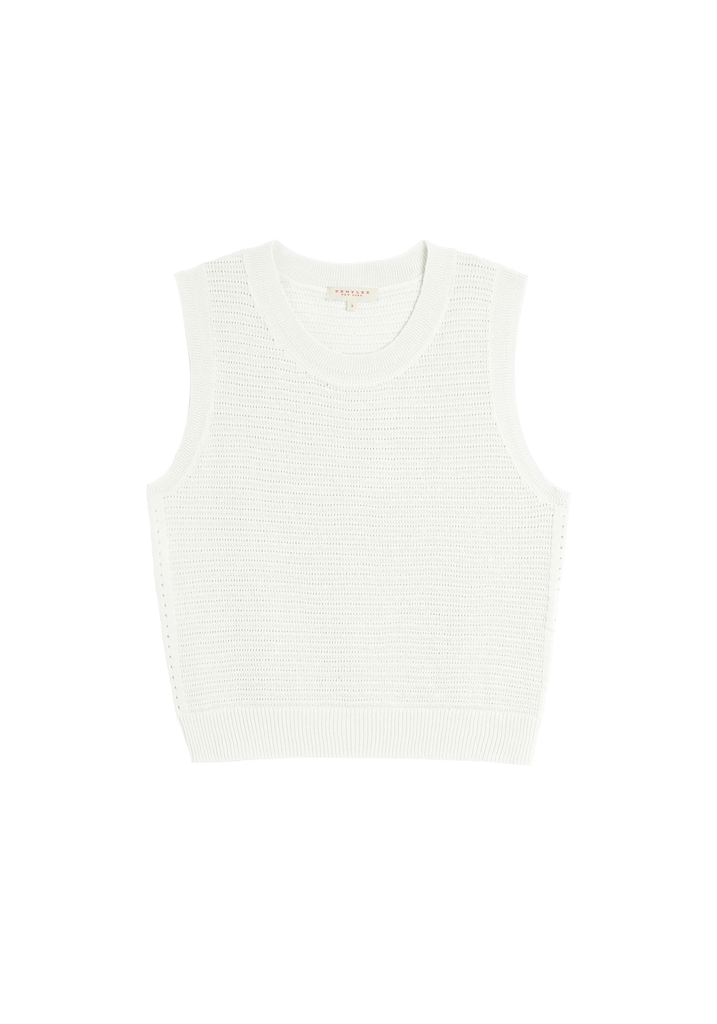 Andrea Pointelle Rib Cotton Top Tops DEMYLEE New York White S