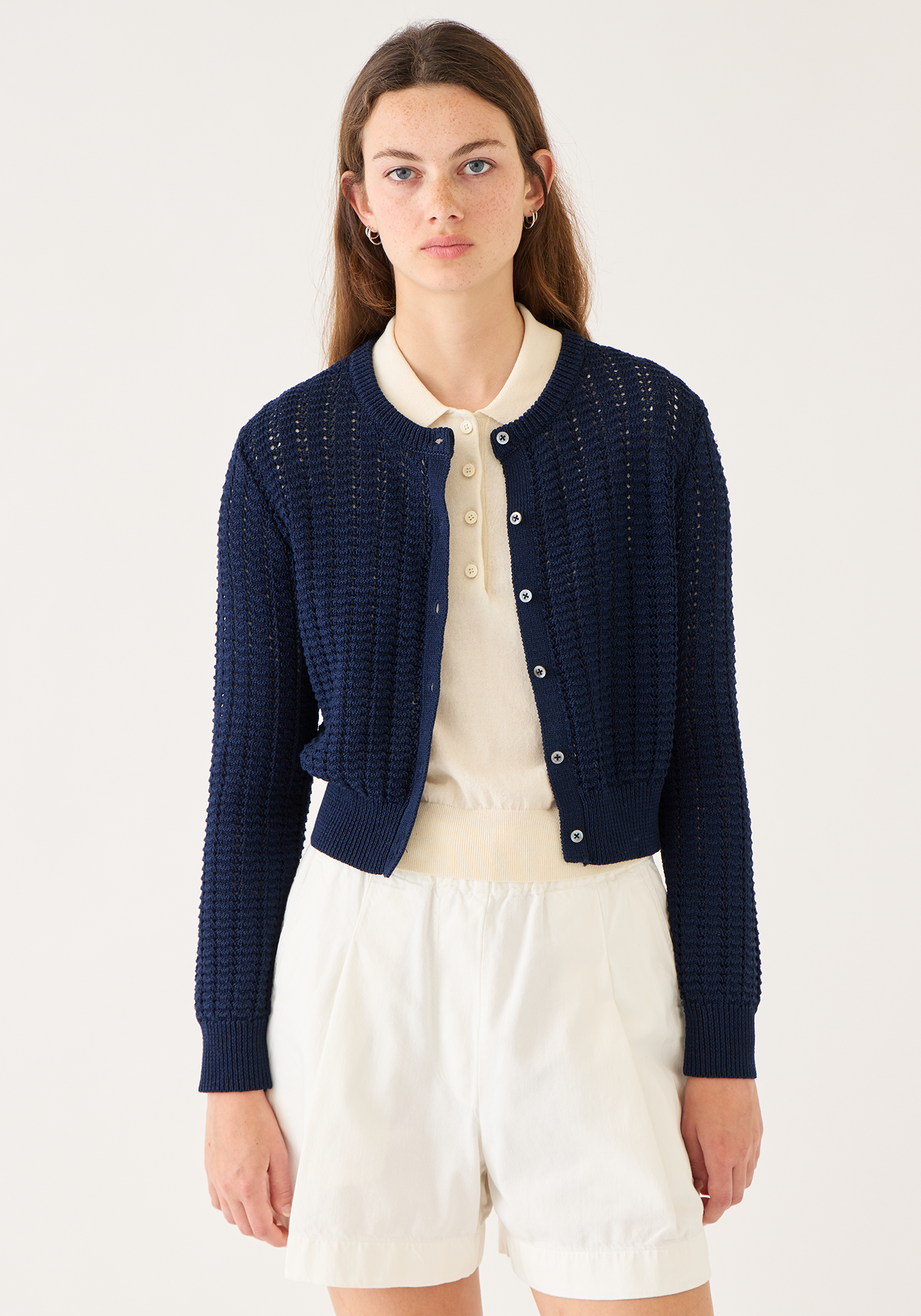 Clare Cotton Crochet Cardigan Tops DEMYLEE New York