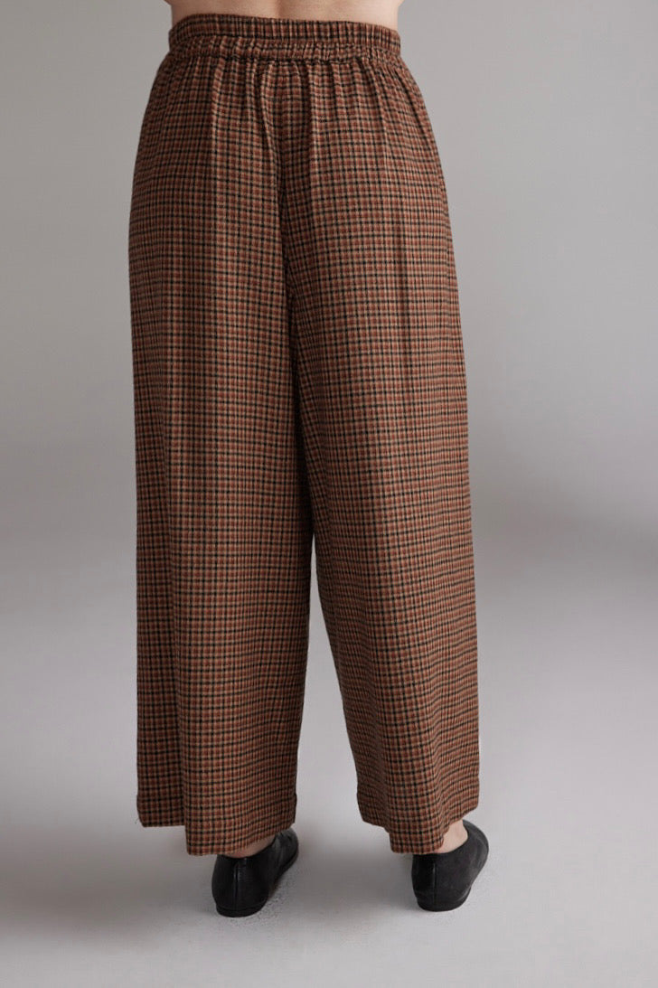 Wool Plaid Wide Pants AMENTE - 4