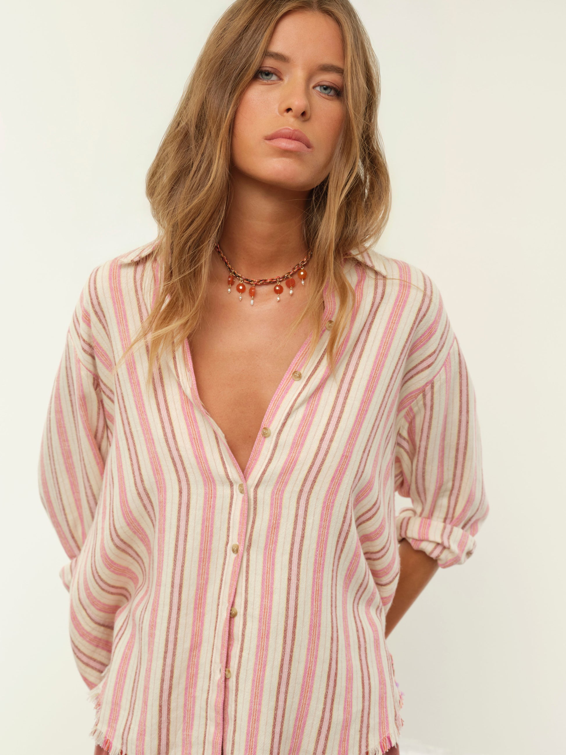 Bowie Shirt Shirts XiRENA Dusty Pink Stripe M
