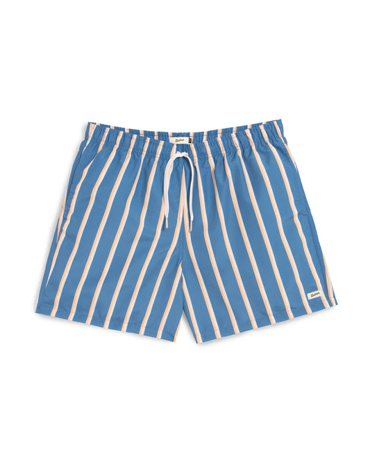 Yellow & White Fine Stripe Swim Trunks