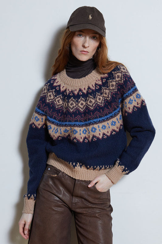 Chunky Fair Isle Crew Sweaters Autumn Cashmere