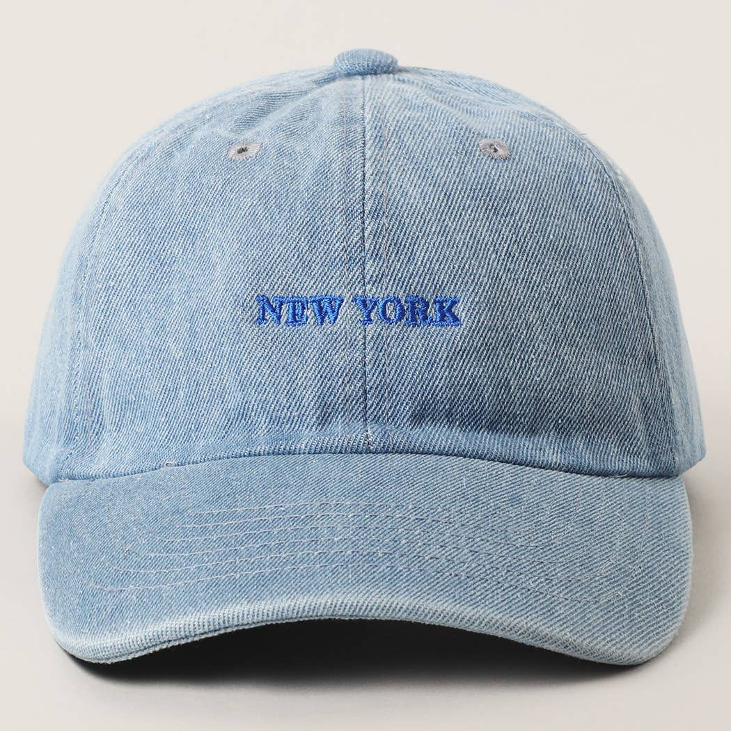 New York Denim Cap Hats Fashion City One Size Light Denim