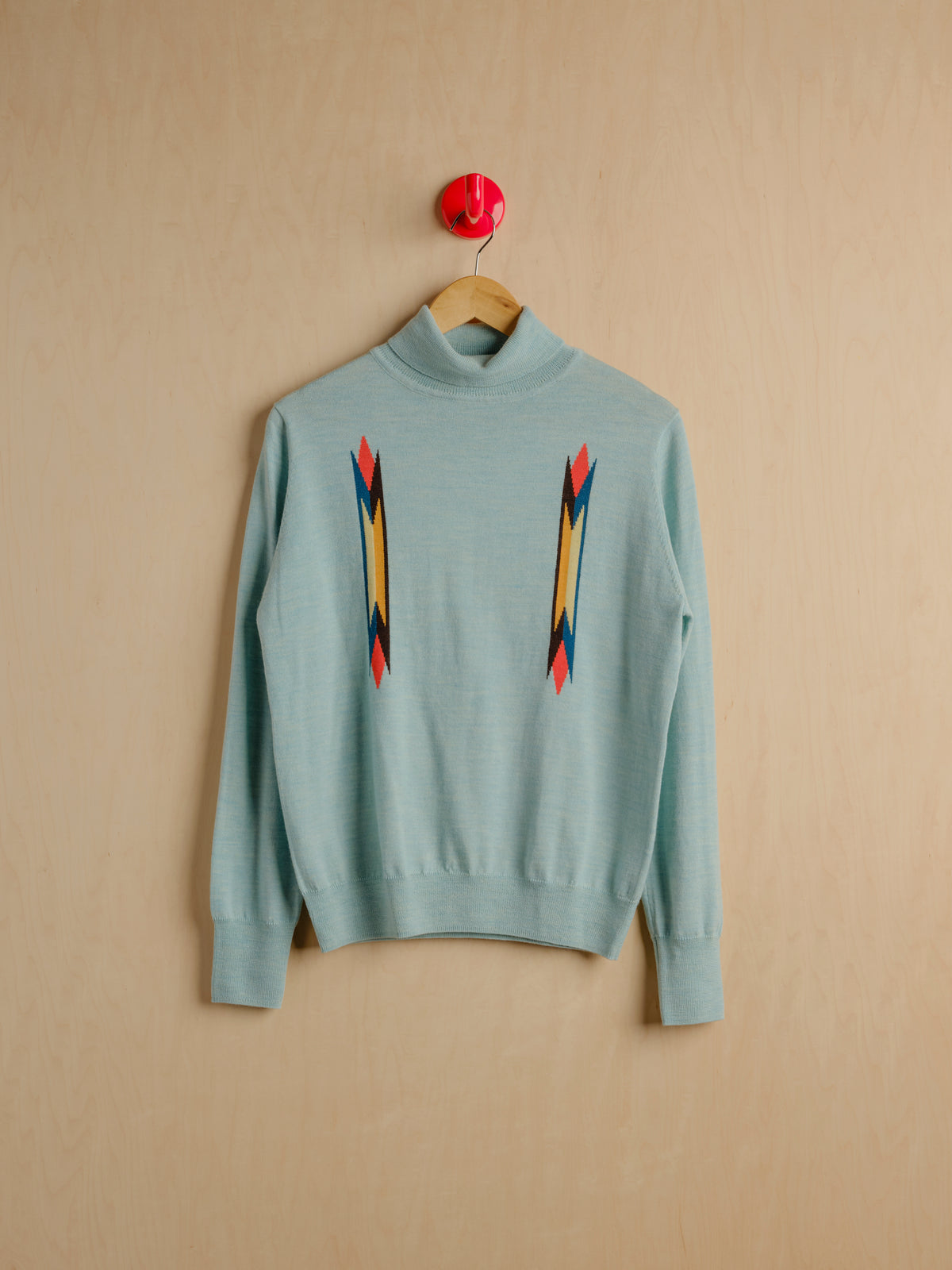 Butterfly Intarsia Turtleneck - Sky Sweaters DEGEN Sky SM - 3