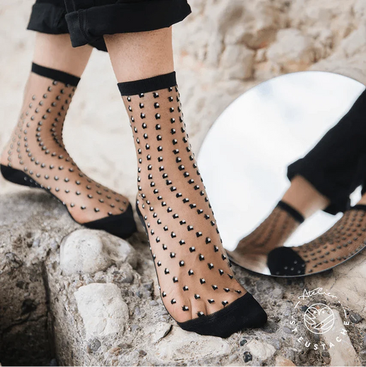 Crescent Dunes Sheer Socks Socks Atelier St Eustache Black O/S