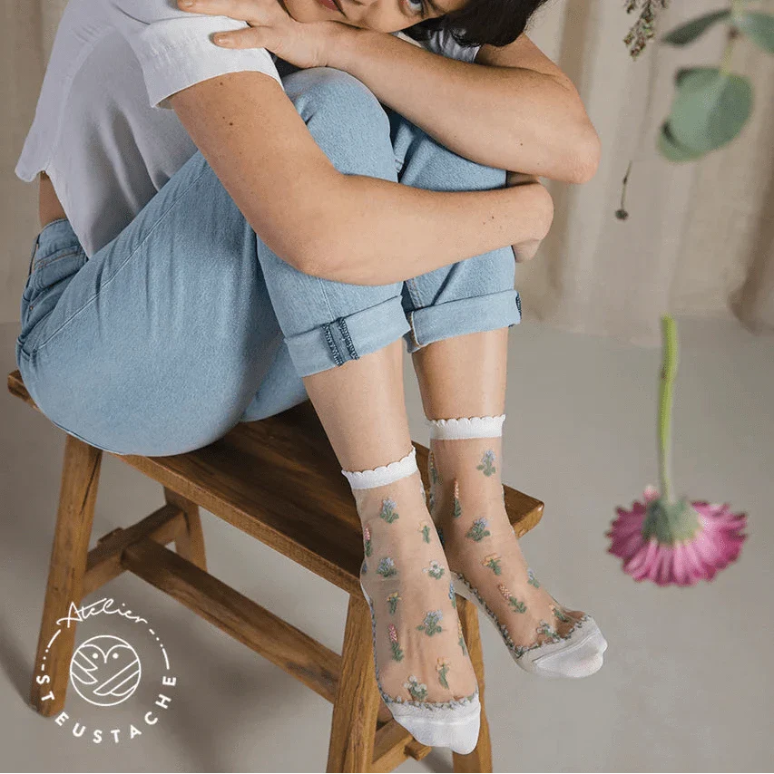 Fleurs des Champs Sheer Socks Socks Atelier St Eustache