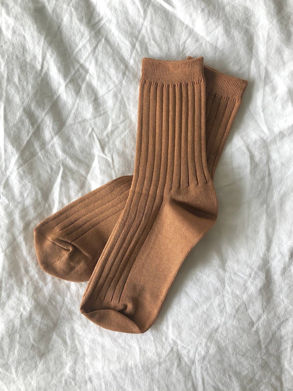 Her Socks - Mercerized Combed Cotton Rib Socks Le Bon Shoppe Peanut Butter