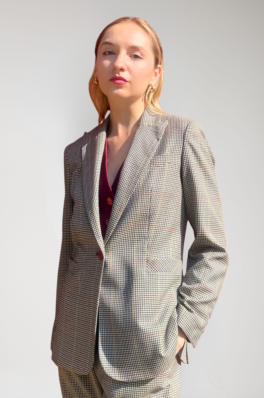 Bianca Blazer in Tropical Wool Plaid Jackets CHRISTINE ALCALAY Tropical Plaid 0