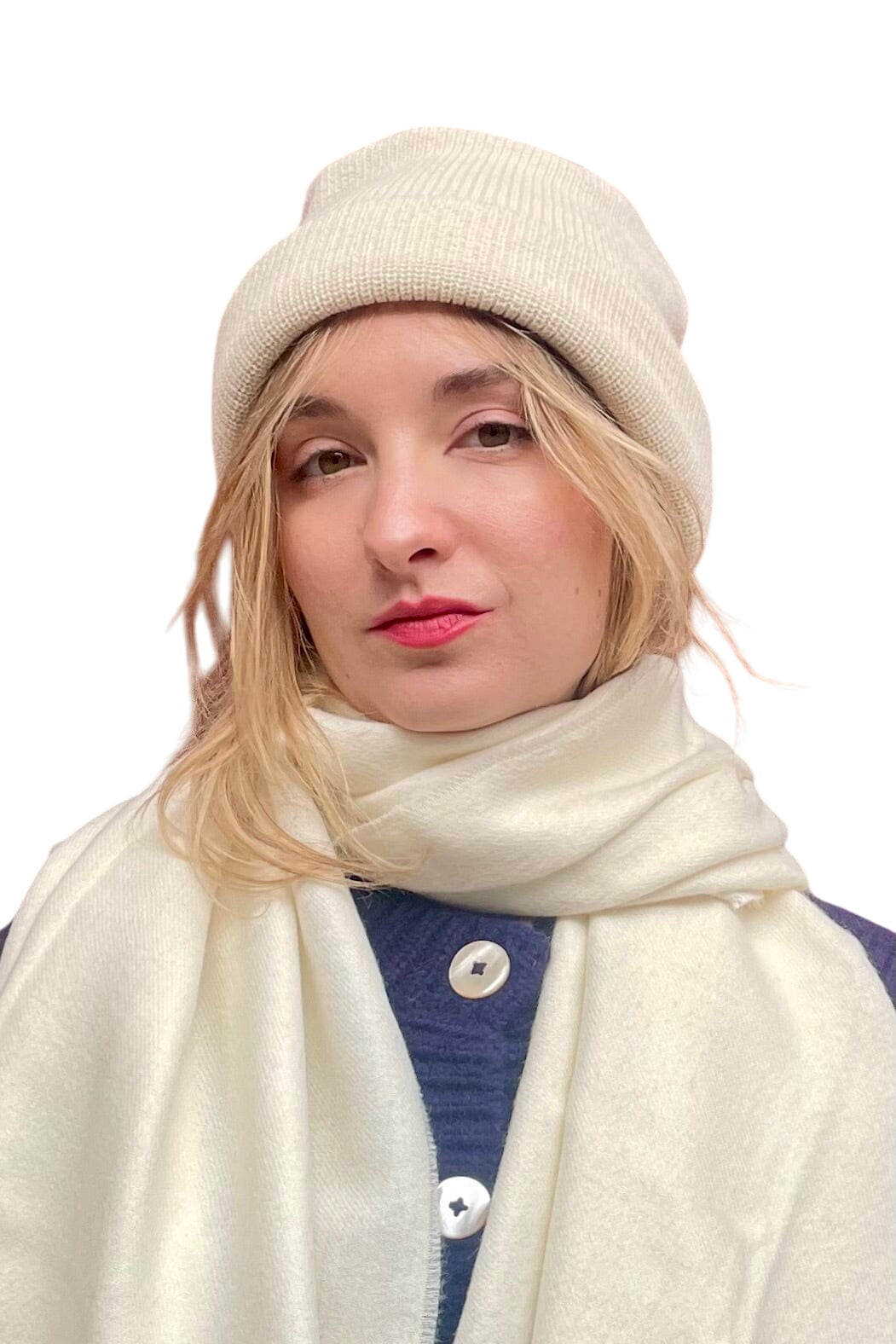 Plush Rib Beanie in Baby Alpaca Beanies CHRISTINE ALCALAY Cream One Size