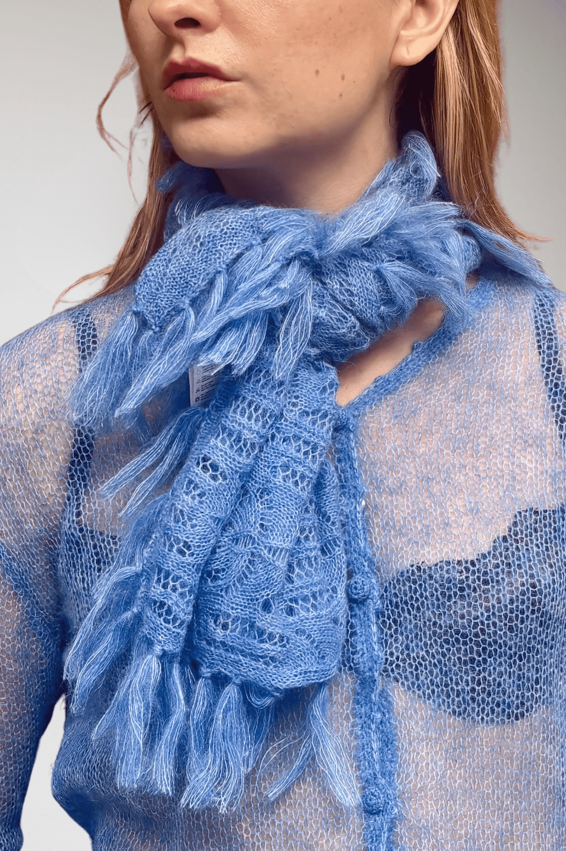 Lace Fringe Scarf in Baby Alpaca Accessories CHRISTINE ALCALAY