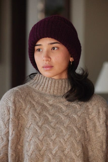 Lofted Beanie in Alpaca Wool Blend Accessories CHRISTINE ALCALAY Plum One Size 