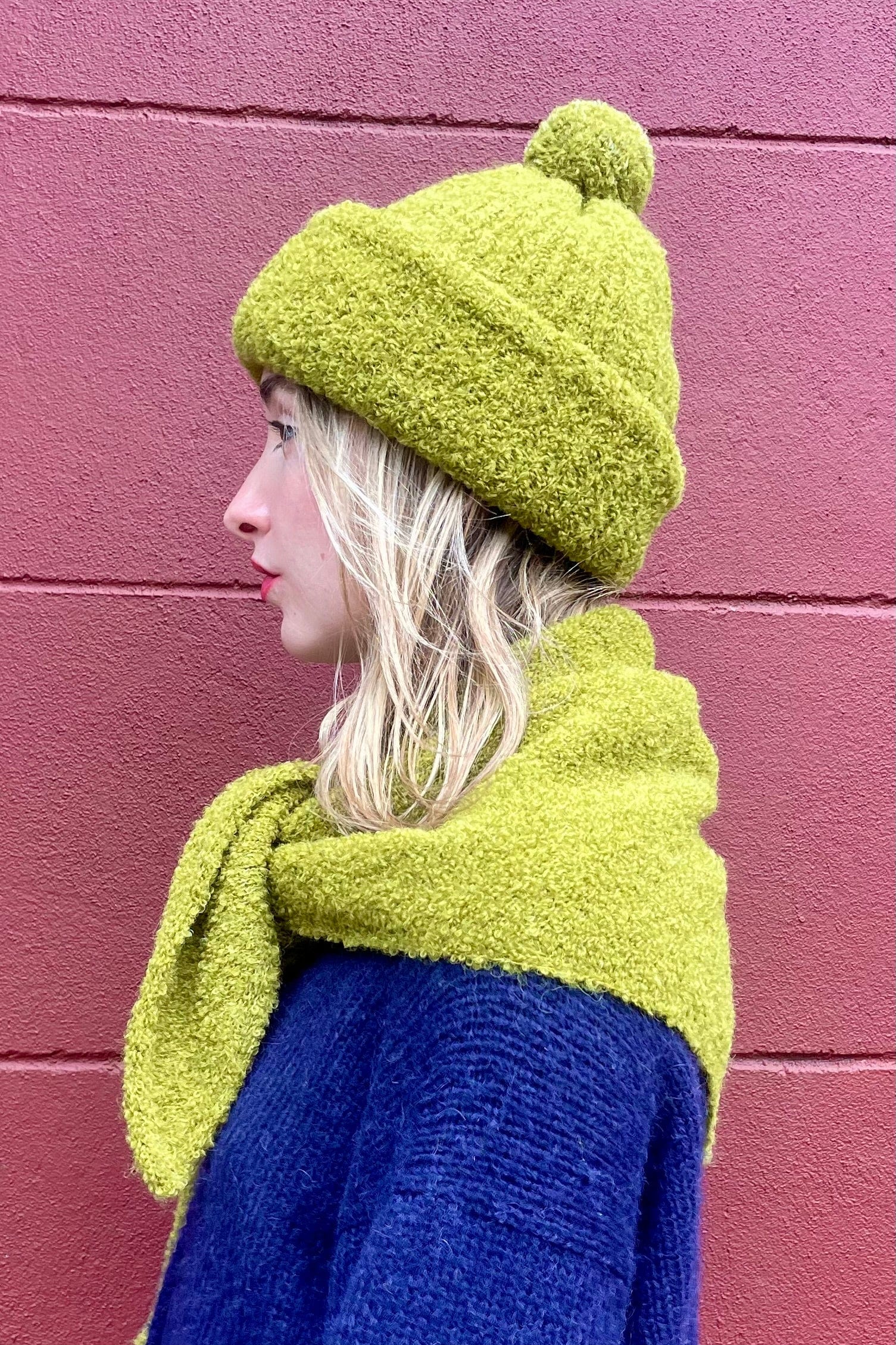 Teddy Alpaca Boucle Beanie with Pom - Graphite Beanies CHRISTINE ALCALAY