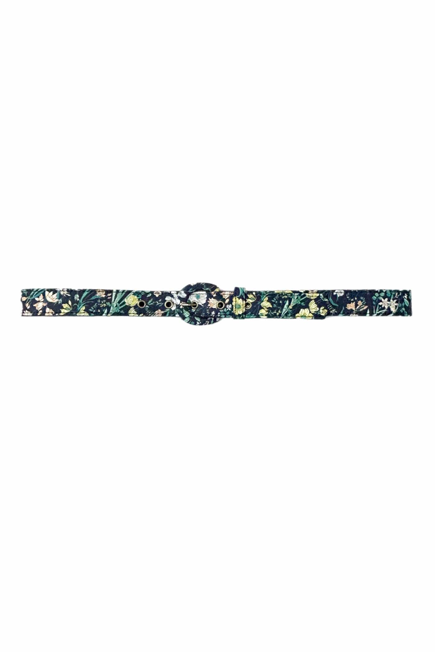 Narrow Belt for Sonder Collection Belts CHRISTINE ALCALAY Black Floral (Cotton) Extra Small 