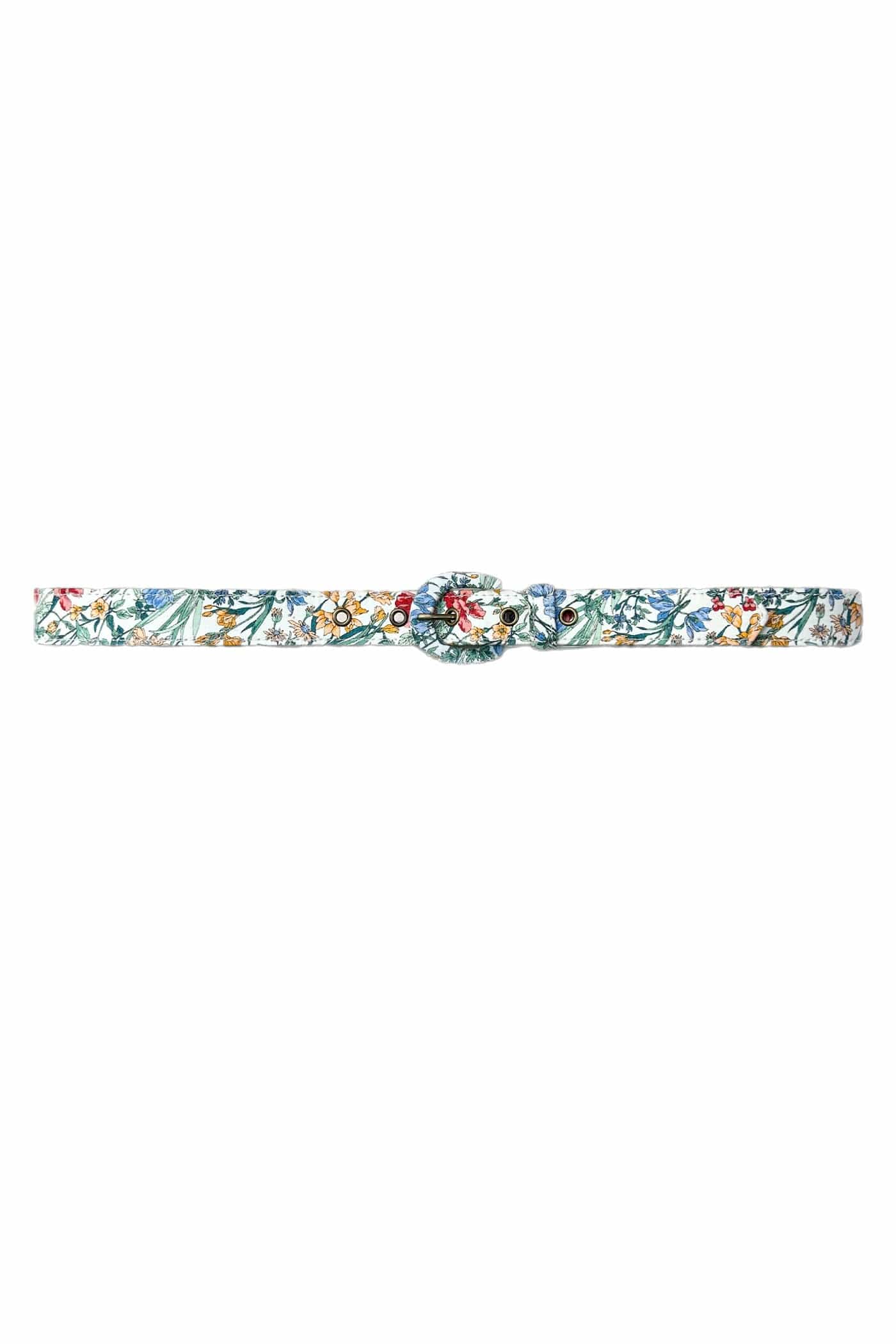 Narrow Belt for Sonder Collection Belts CHRISTINE ALCALAY White Floral (Cotton) Extra Small 