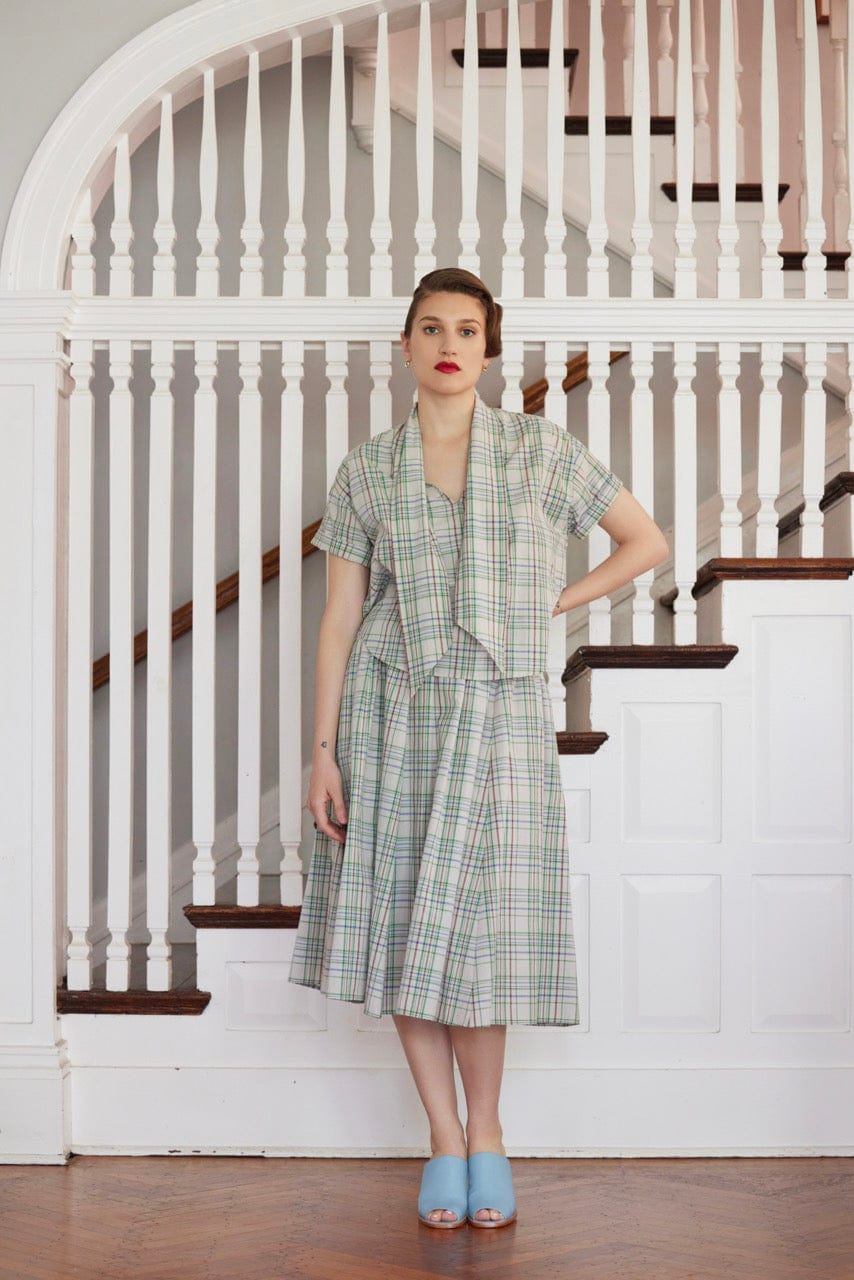 SAMPLE SS25 - Betty Blouse in Cotton Plaid Samples CHRISTINE ALCALAY