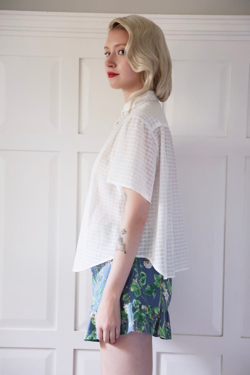 Georgina Blouse in Sheer Cotton Windowpane Tops CHRISTINE ALCALAY