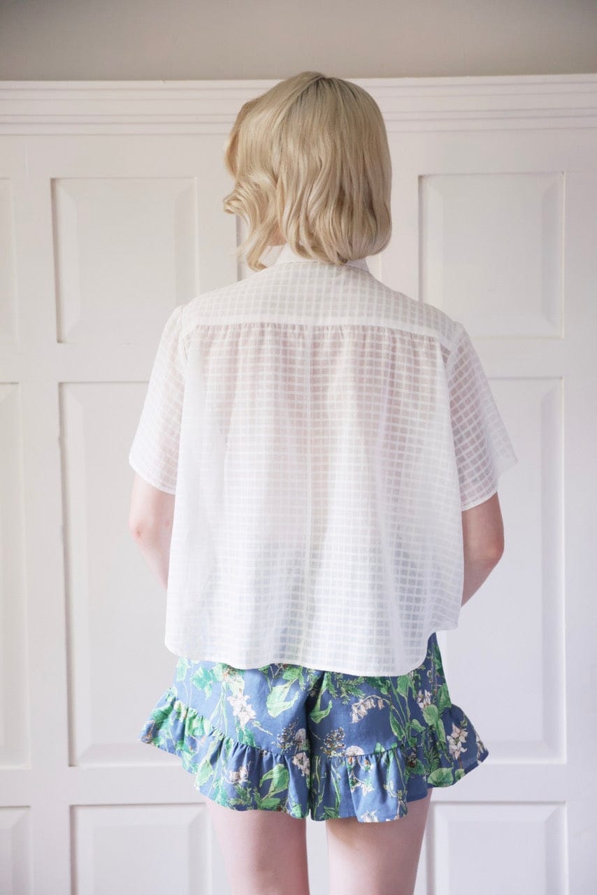 Georgina Blouse in Sheer Cotton Windowpane Tops CHRISTINE ALCALAY