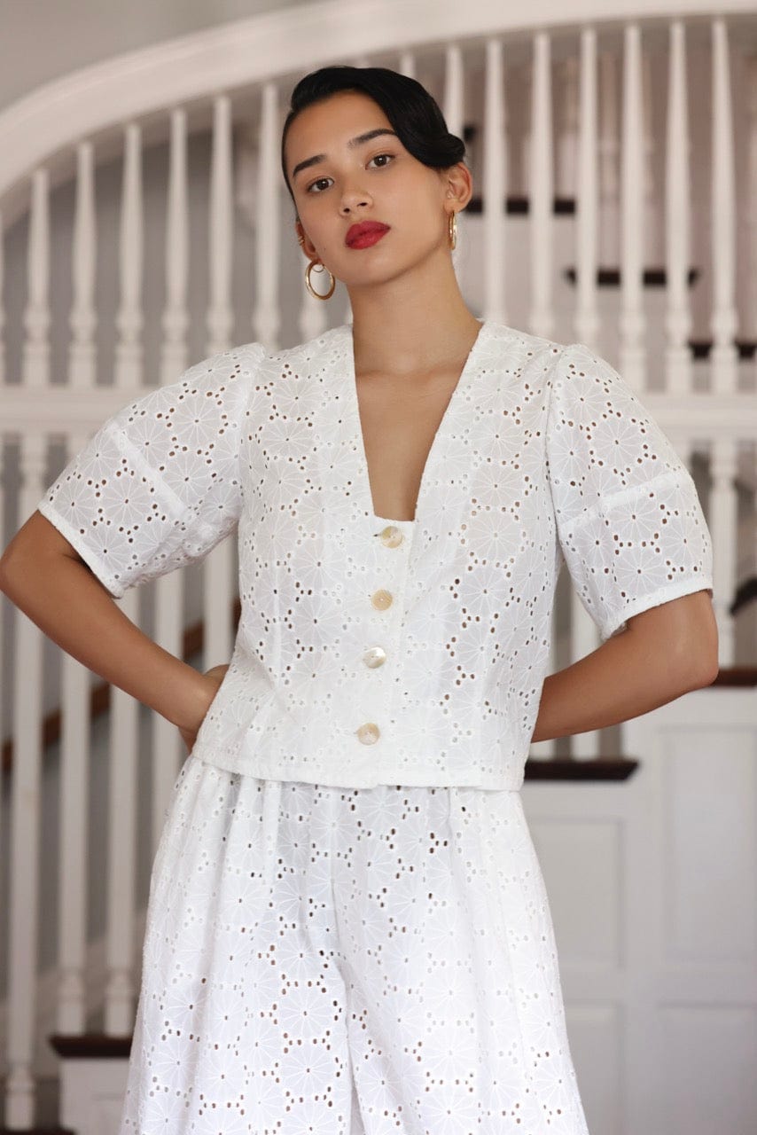 SAMPLE SS25 - Nora Blouse in Eyelet Samples CHRISTINE ALCALAY