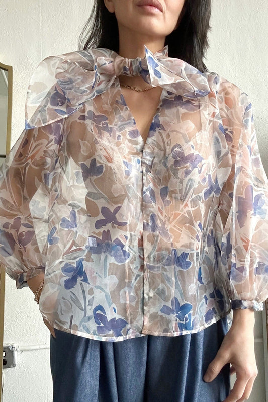 Trish Blouse in Silk Organza Blouses CHRISTINE ALCALAY Stoneflower Small 