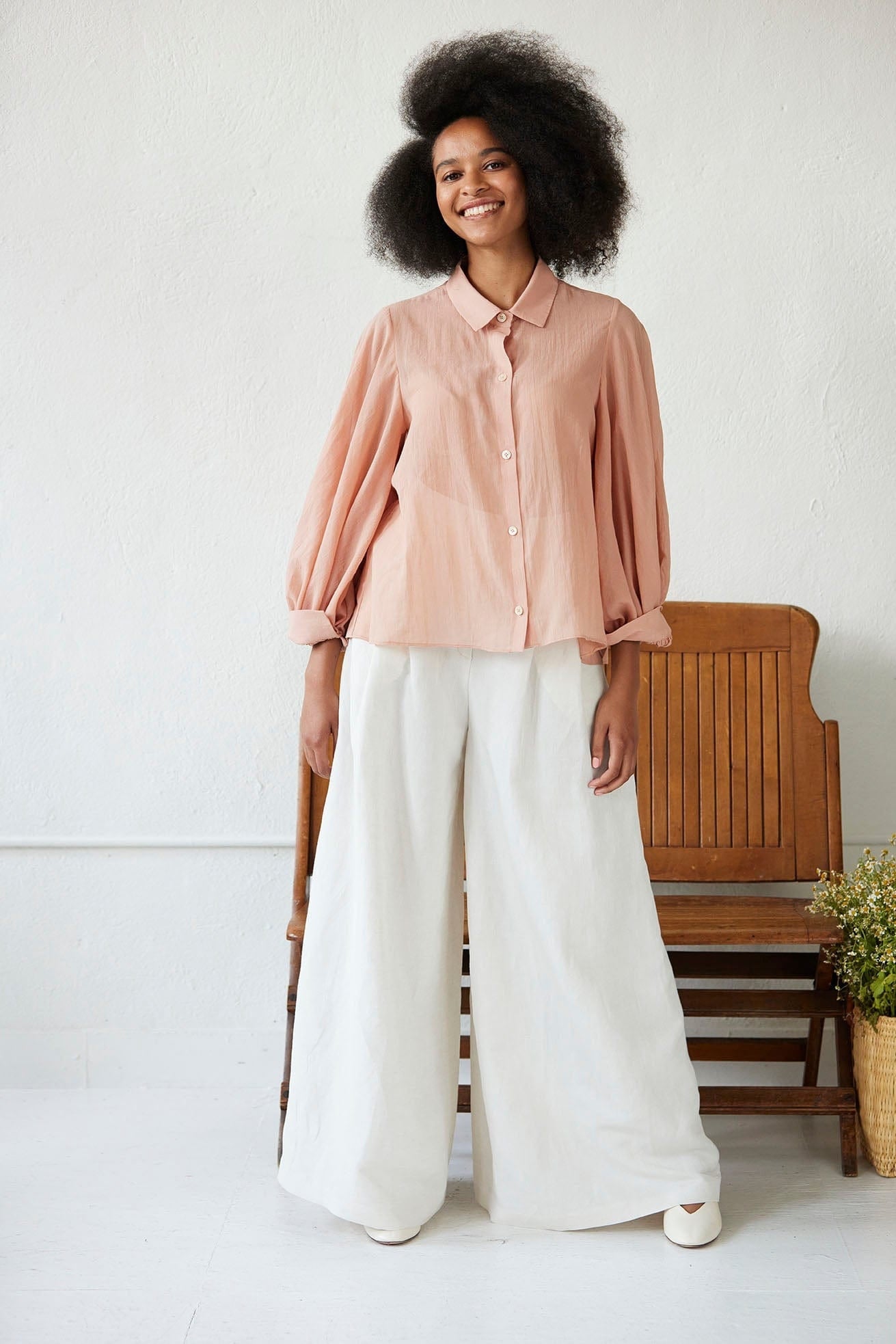 Sylvia Blouse in Cotton Chiffon Tops CHRISTINE ALCALAY Vintage Rose XS/S