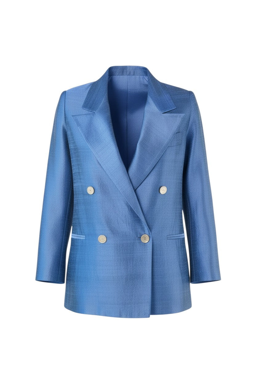 Charlie Blazer in Bleuet Silk Dupioni Jackets CHRISTINE ALCALAY