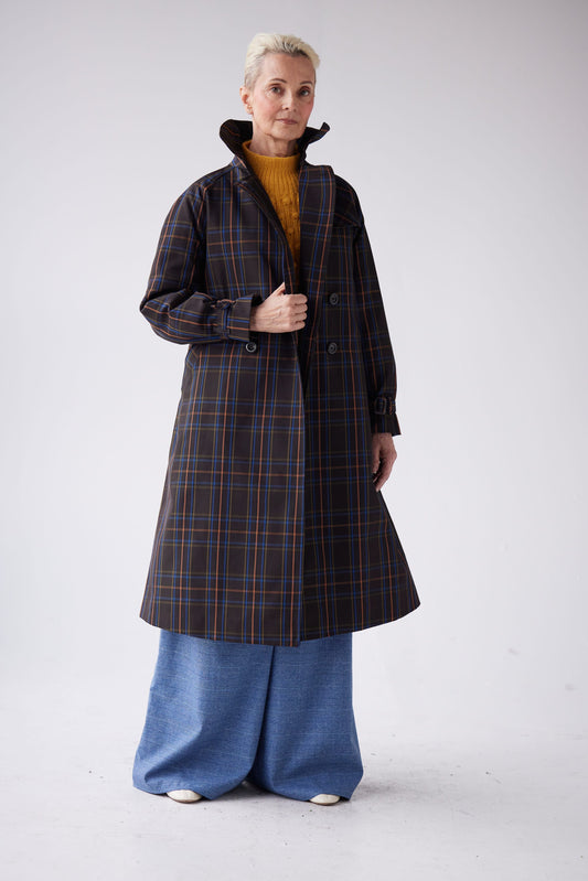 Regine Trench Coat in Terre Windowpane Coats CHRISTINE ALCALAY