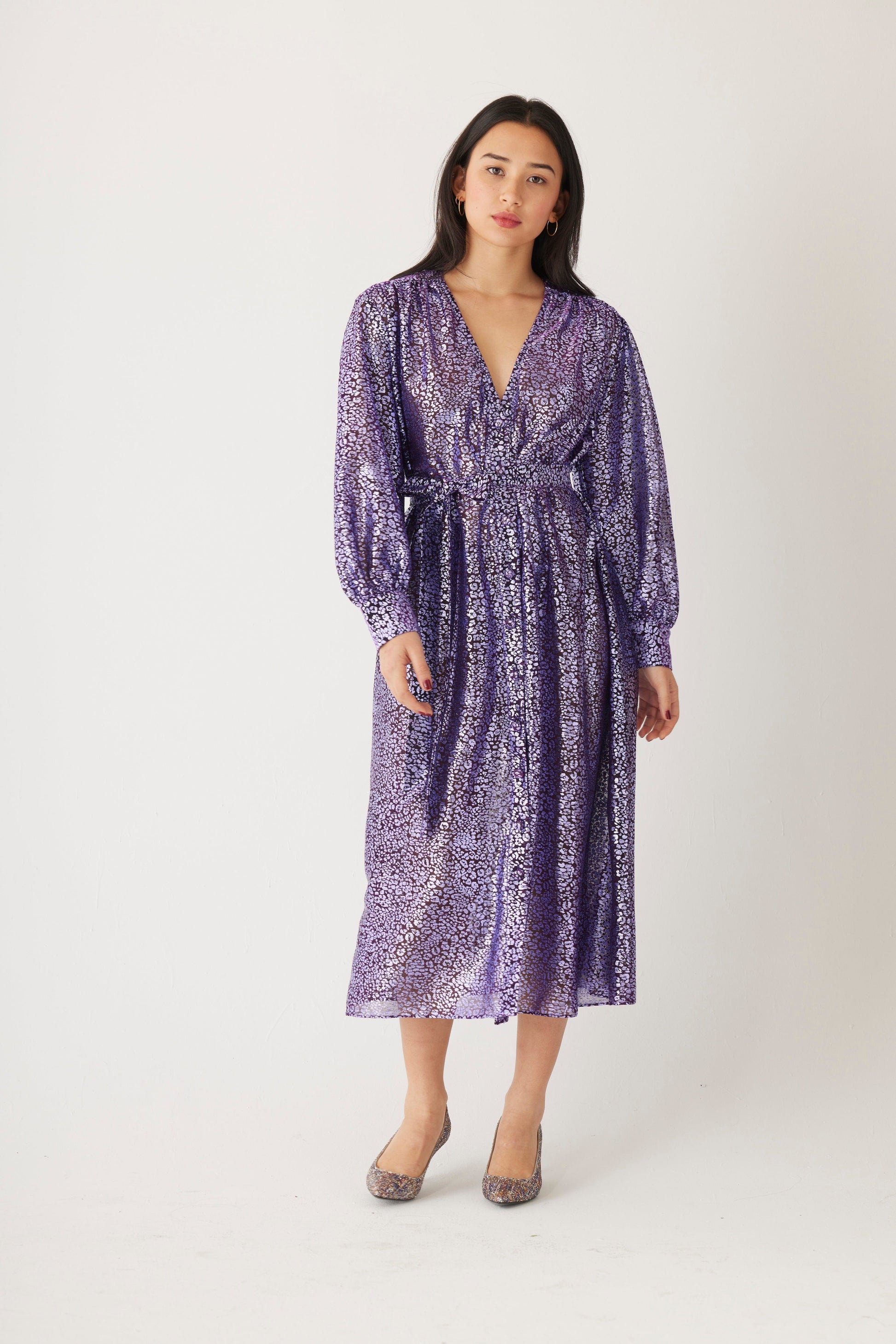 Farrah Dress in Metallic Dresses CHRISTINE ALCALAY Amethyst Metallic XS/S 