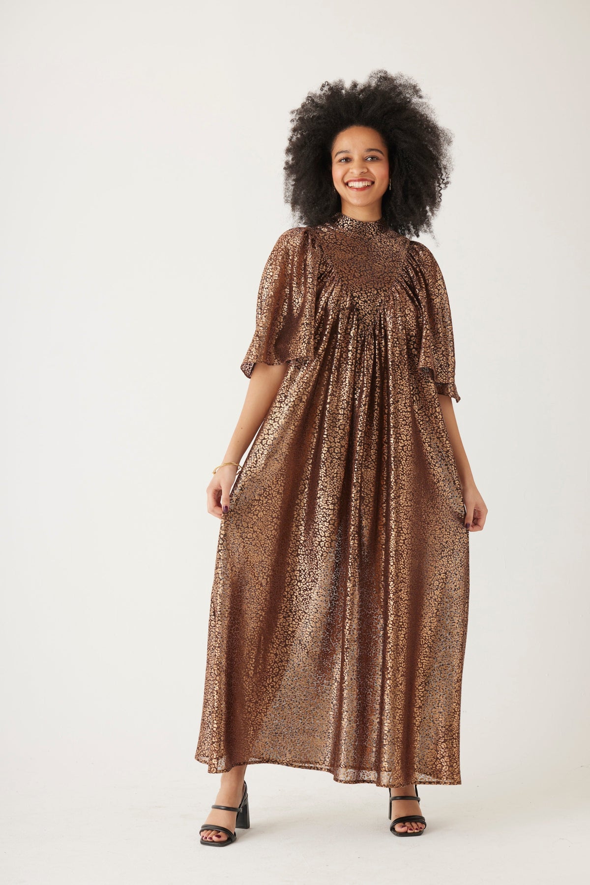 Maya Metallic Dress in Bronze Dresses CHRISTINE ALCALAY - 3
