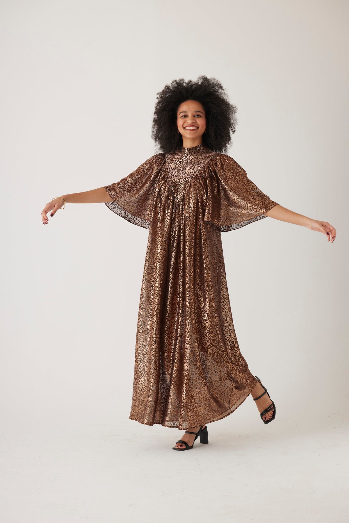 Maya Metallic Dress in Bronze Dresses CHRISTINE ALCALAY - 4