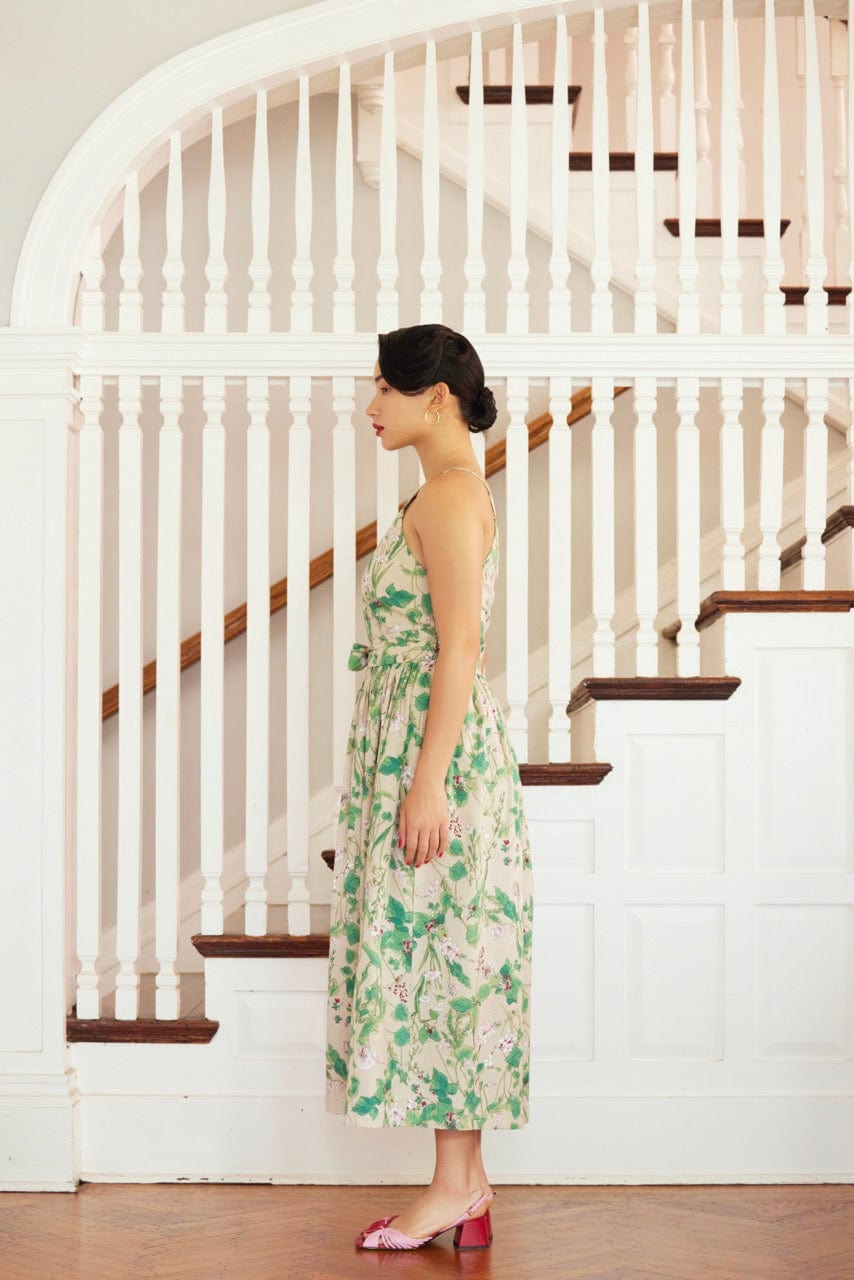 mari midi dress Mari Reversible Wrap Dress in Floral Linen, Natural Floral / Medium