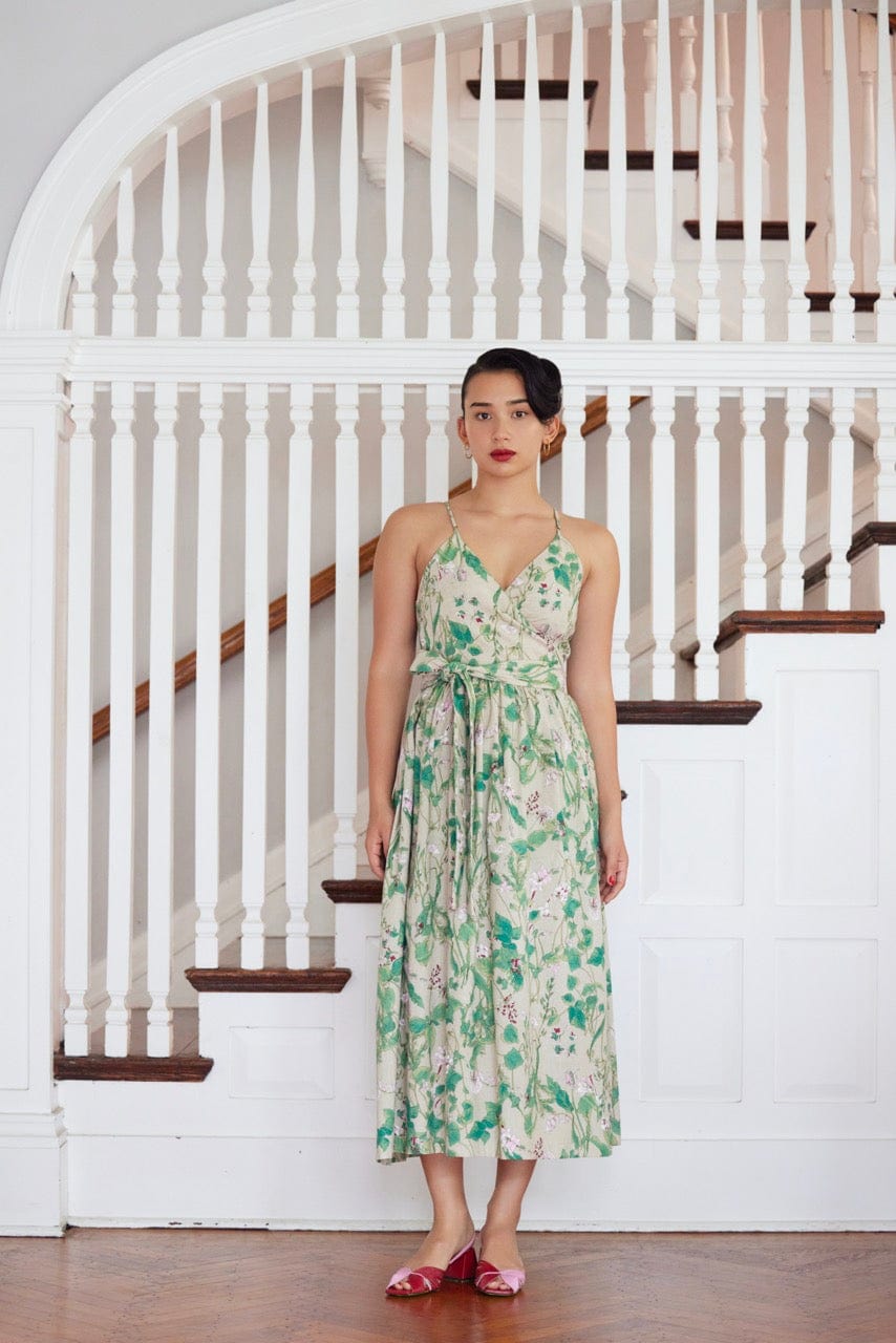 Mari Reversible Wrap Dress in Floral Linen Dresses CHRISTINE ALCALAY