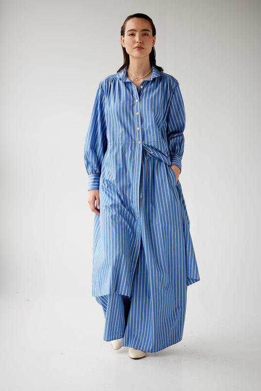 Georgia Dress in Sky Striped Cotton Dresses CHRISTINE ALCALAY