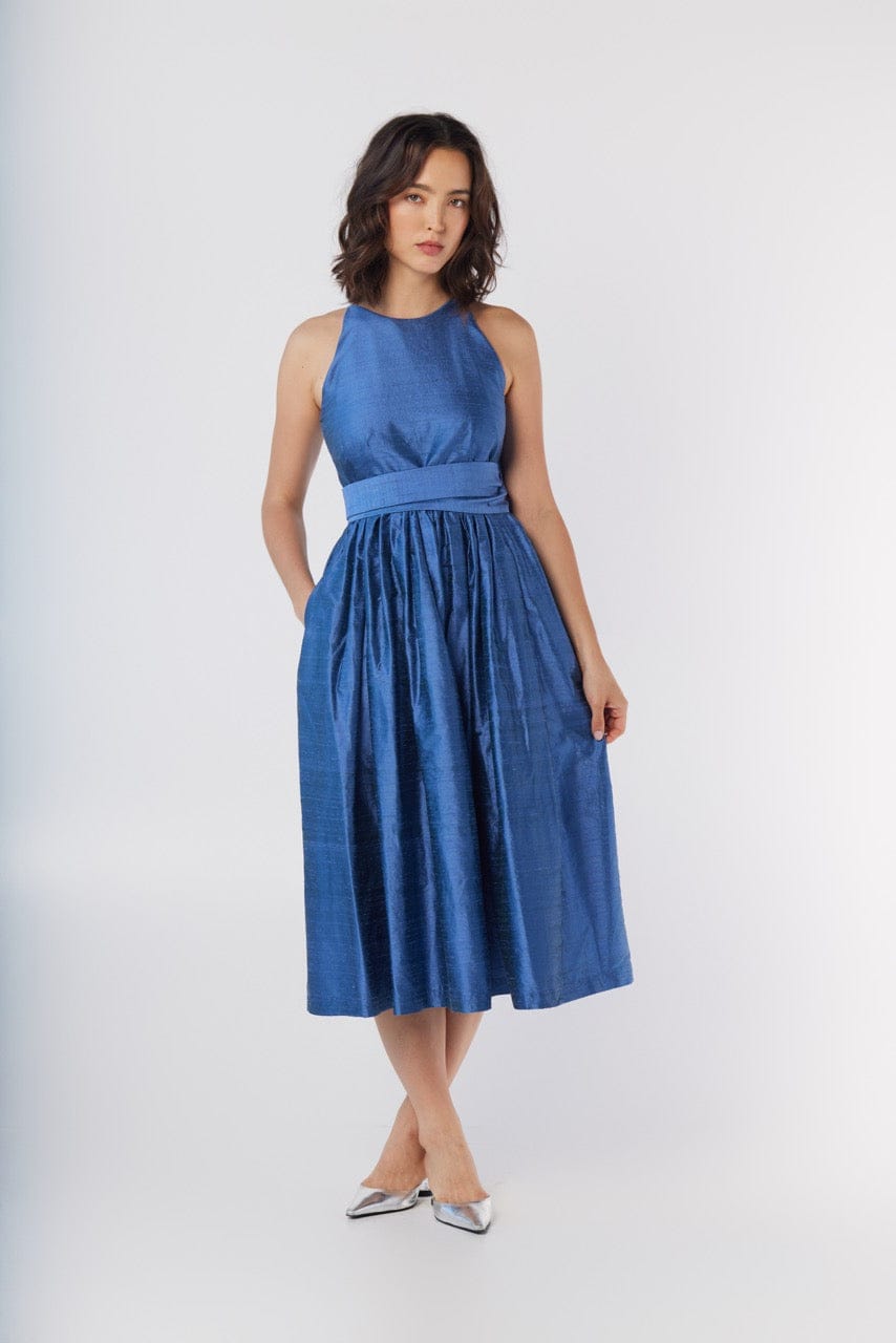Mari Reversible Wrap Dress in Silk Dupioni Dresses CHRISTINE ALCALAY