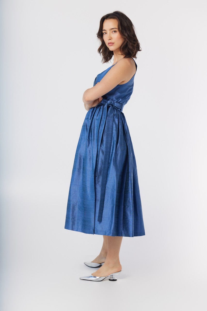 Mari Reversible Wrap Dress in Silk Dupioni Dresses CHRISTINE ALCALAY