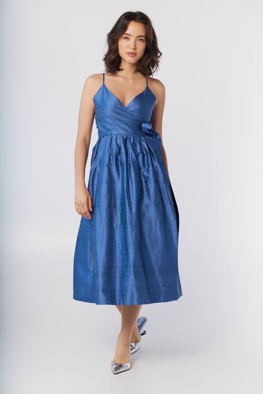 Mari Reversible Wrap Dress in Silk Dupioni Dresses CHRISTINE ALCALAY