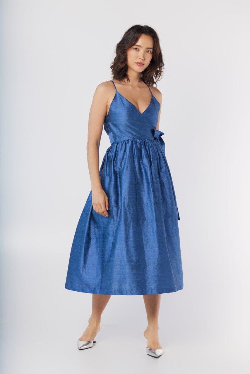 Mari Reversible Wrap Dress in Silk Dupioni Dresses CHRISTINE ALCALAY