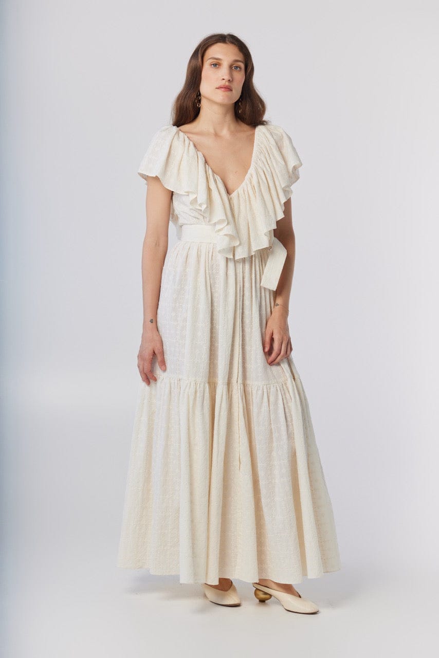 Papillon Dress in Cream Embroidered Cotton Dresses CHRISTINE ALCALAY