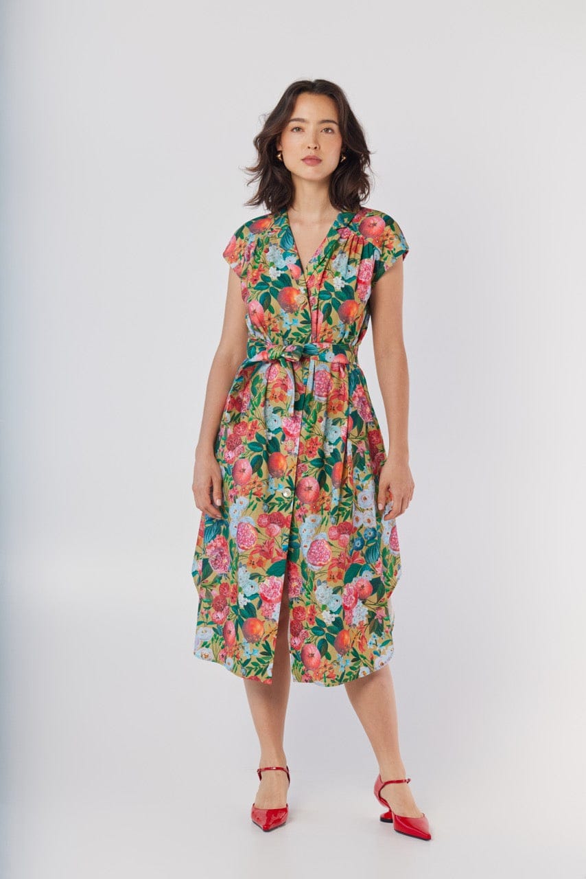 Jeane Dress in Pom Floral Linen Cotton Dresses CHRISTINE ALCALAY