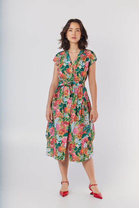 Jeane Dress in Pom Floral Linen Cotton Dresses CHRISTINE ALCALAY