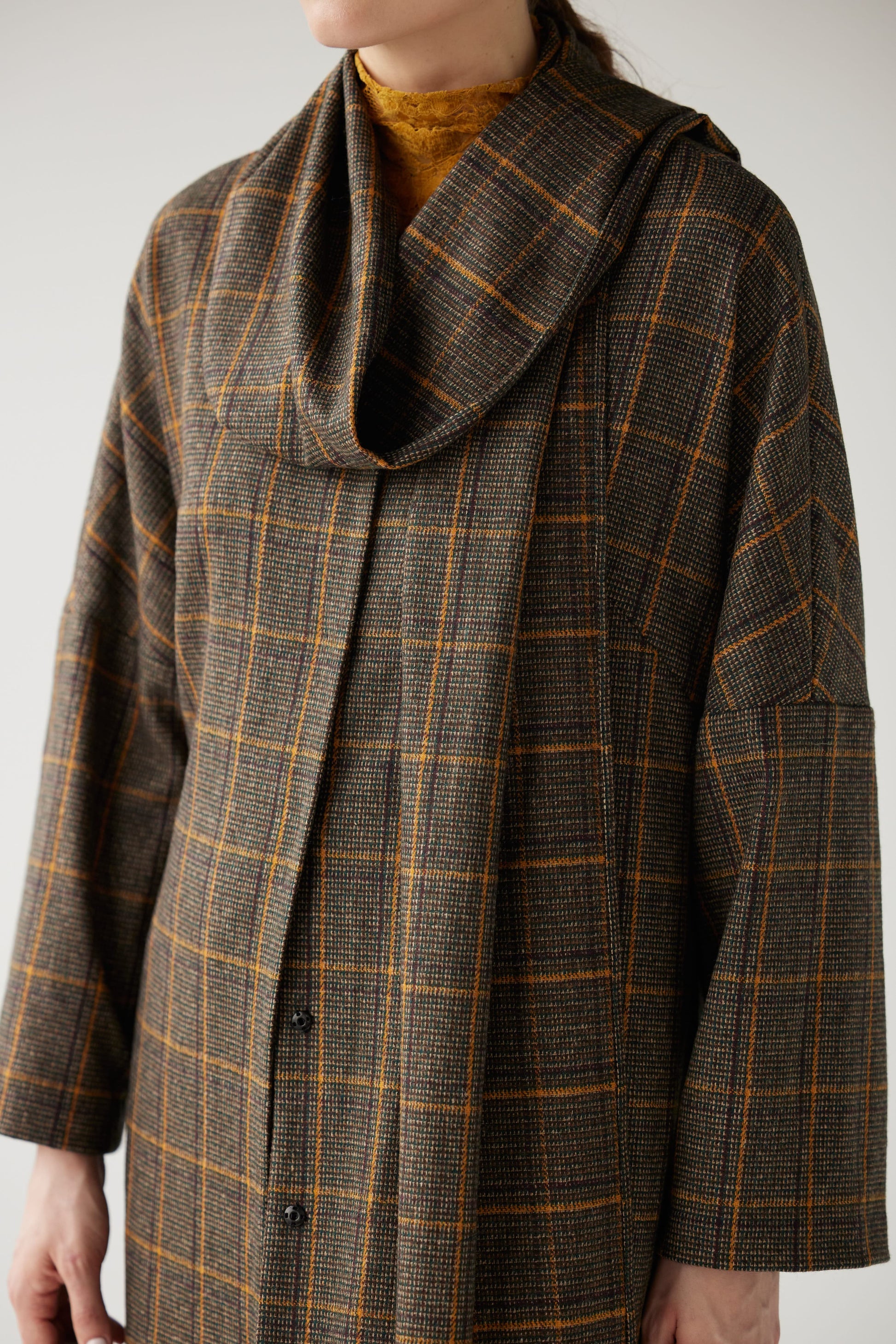 Ida Robe Overcoat in Toffee Plaid Wool Coats CHRISTINE ALCALAY
