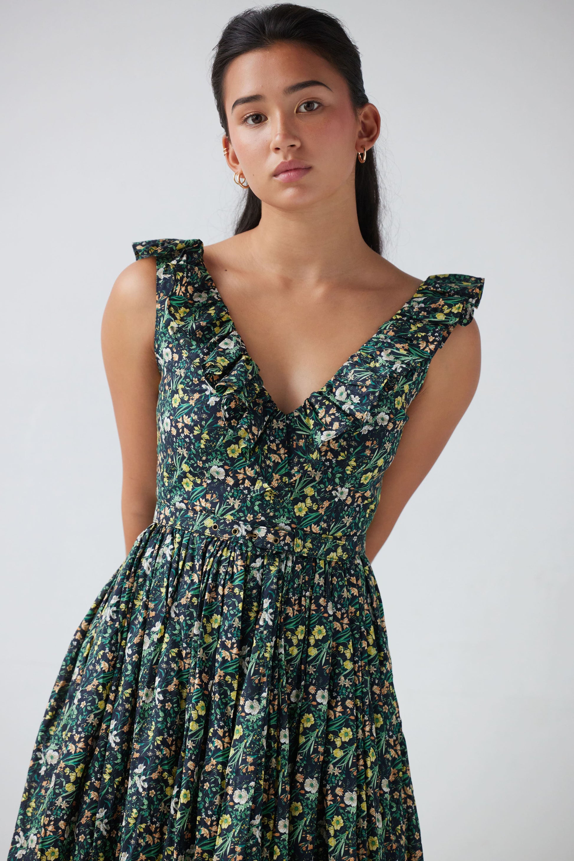 Viola Dress in Floral Voile KIWI/ fig. Viola Dress in Floral Voile KIWI/ fig.