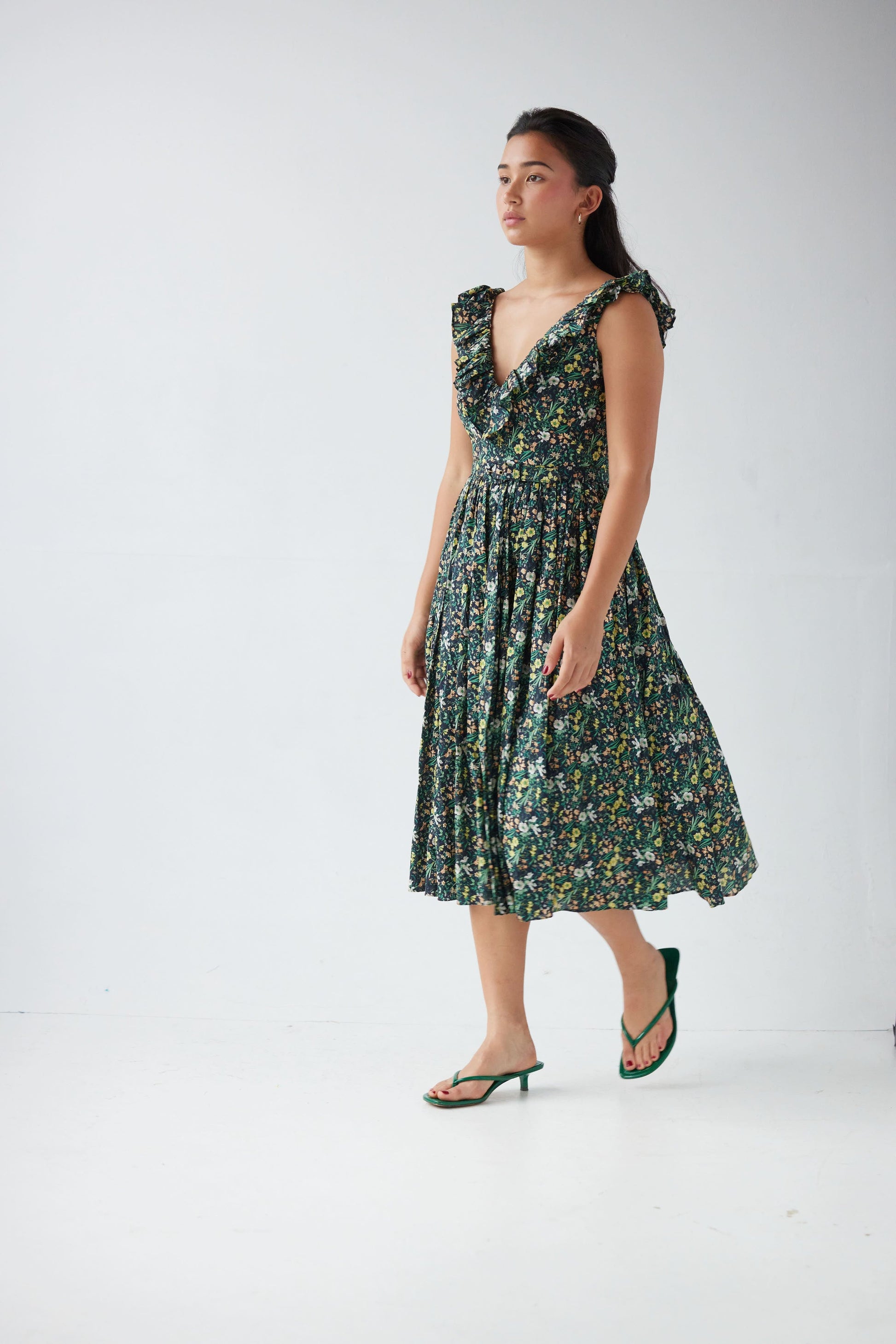 Viola Dress in Floral Voile – KIWI/ fig Viola Dress in Floral Voile – KIWI/ fig