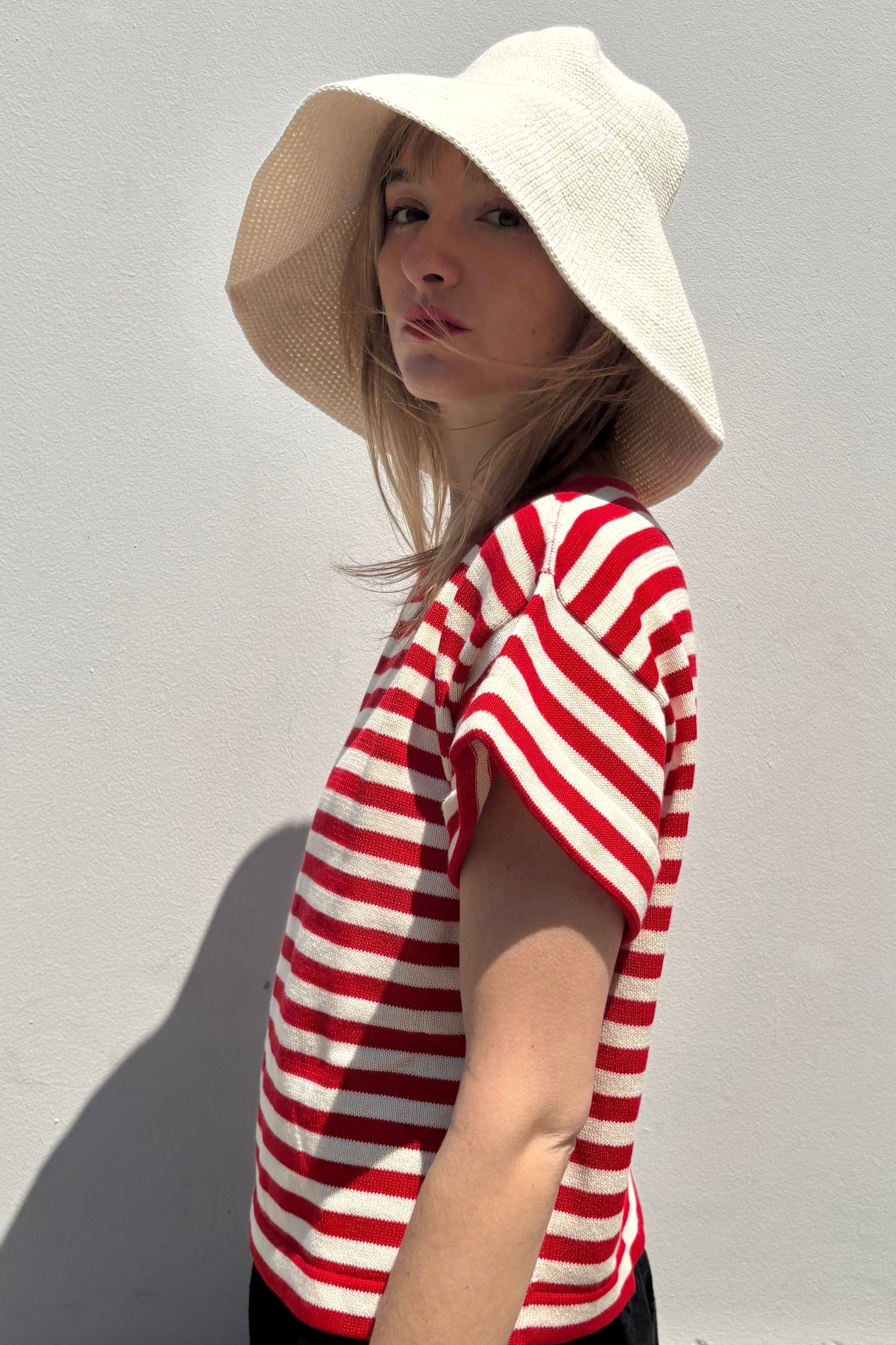 Wide Brim Crochet Sun Hat Hats CHRISTINE ALCALAY Cream One size